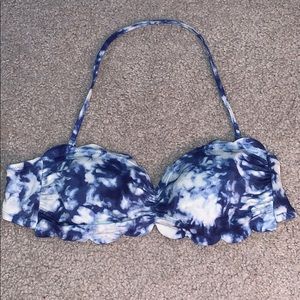 PINK strapless bandeau bikini top SCALLOP detail